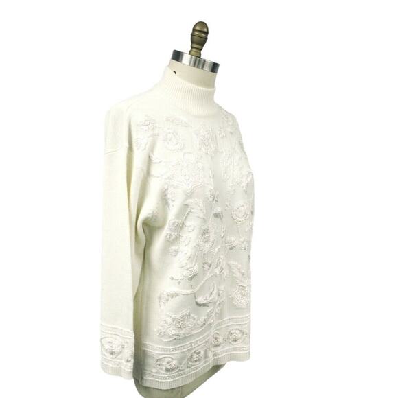 VTG 80s 90s Marisa Christina Sweater Embroidered Heavily Beaded XL Tunic - Picture 6 of 7